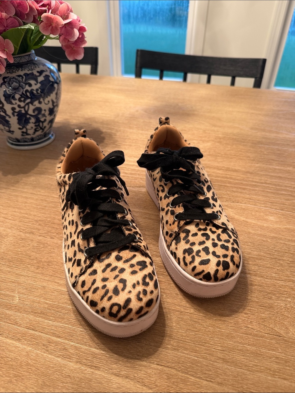 Halogen Leopard Print Sneakers with Black Laces